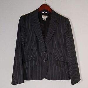 Talbots Petites Gray Pinstriped Blazer / Jacket Size 10